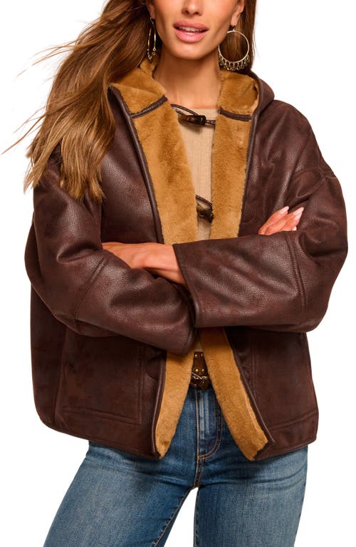 Ramy Brook Lucy Reversible Faux Shearling Hooded Jacket In Brown