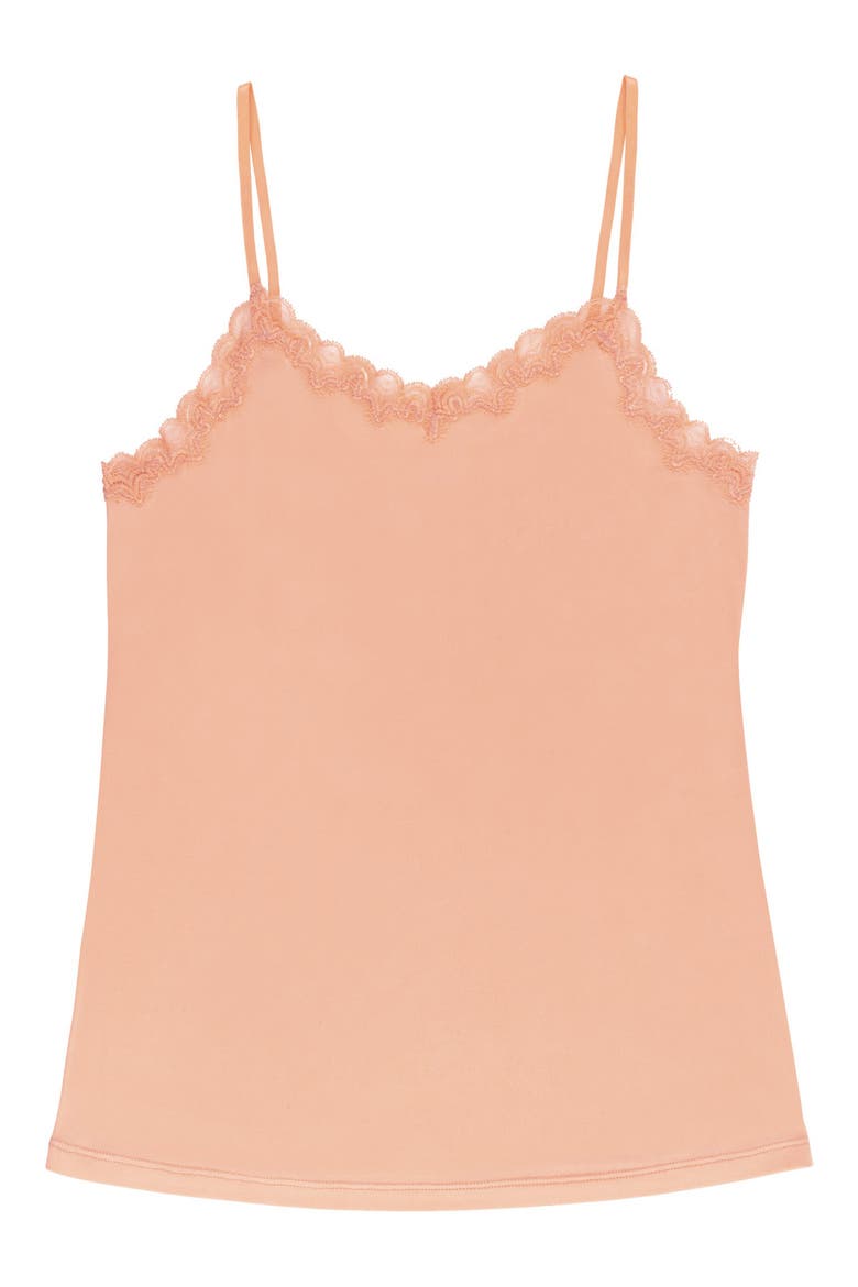 Soft Silk Lace Trim Camisole, Alternate, color, PAPAYA PUNCH