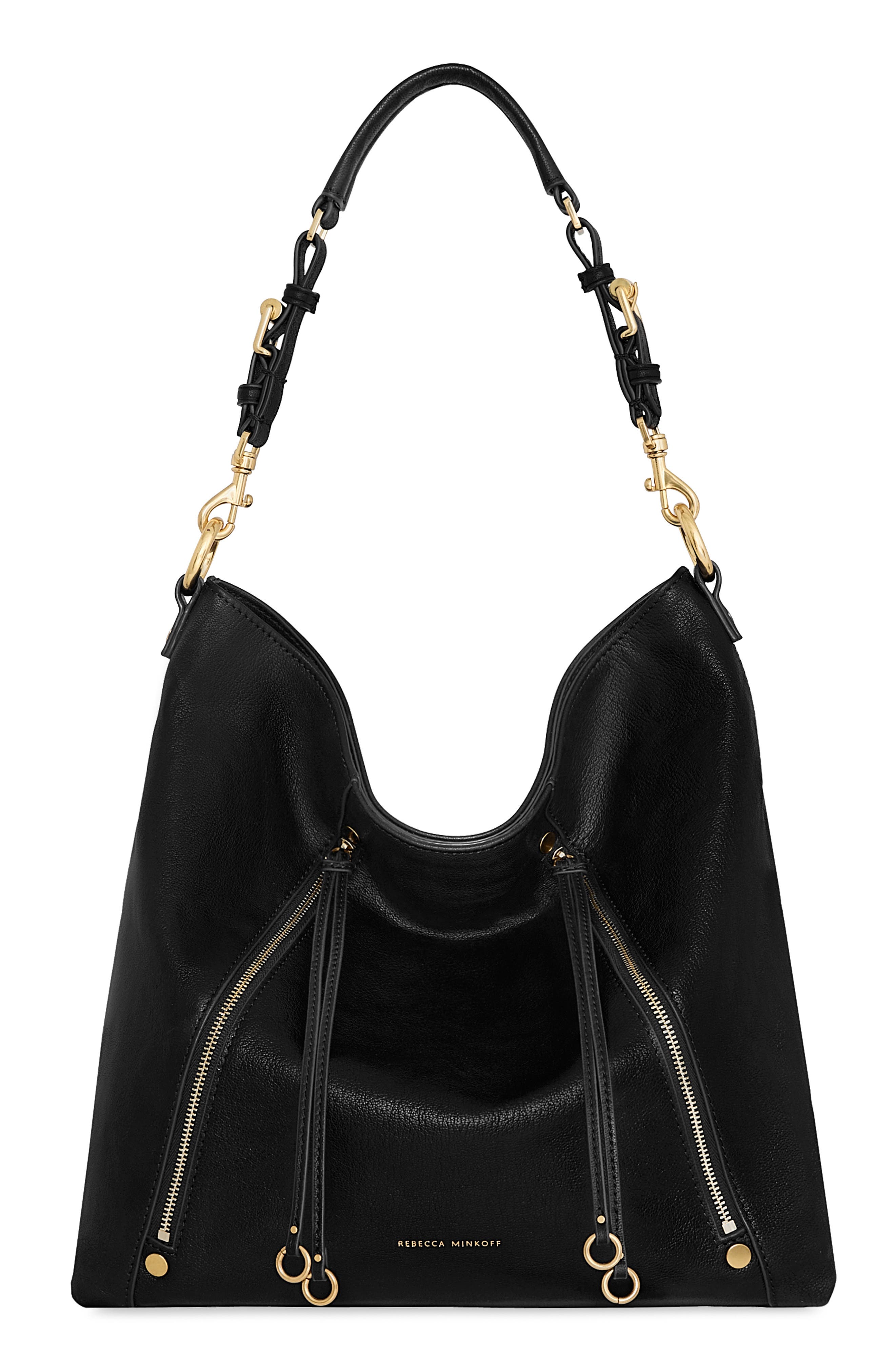Rebecca Minkoff Rivington Leather Hobo Bag, Main, color, Black
