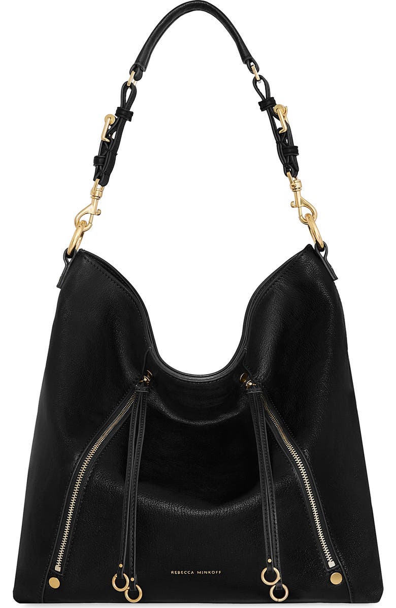Rebecca Minkoff Rivington Leather Hobo Bag, Main, color, Black