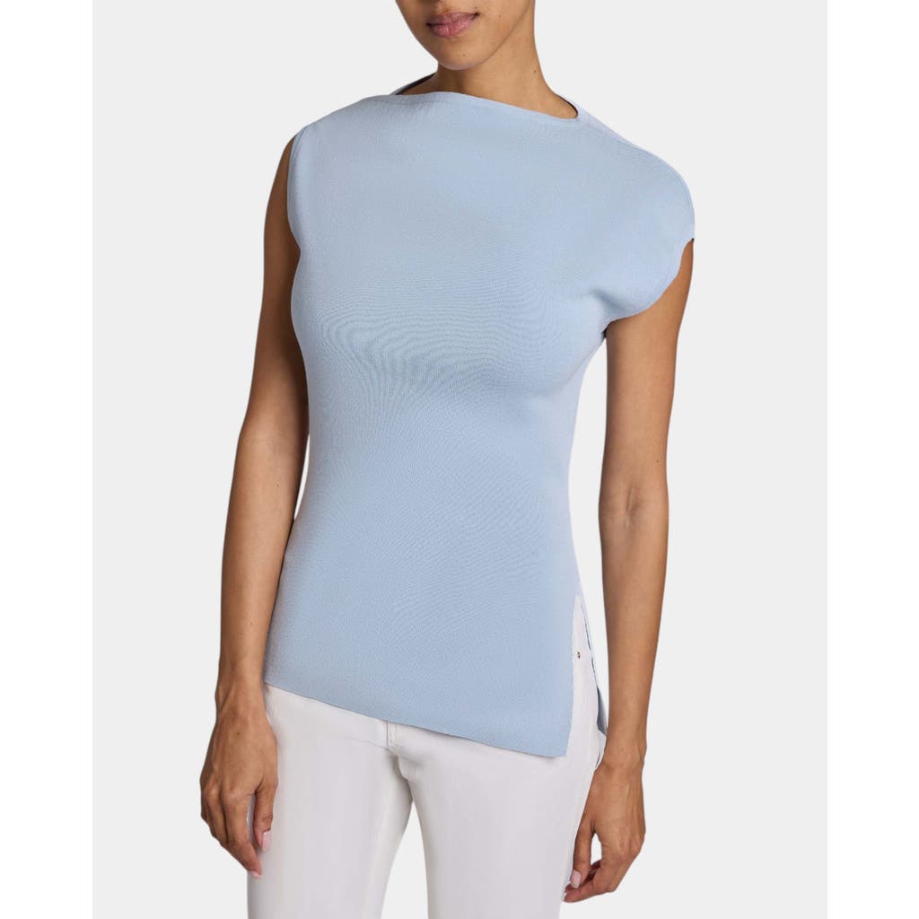 Santorelli Aisling Off-shoulder Knit Top In Sky Blue
