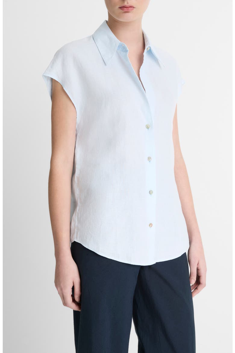 Dolman Sleeve Linen Shirt, Alternate, color, SKY MIST