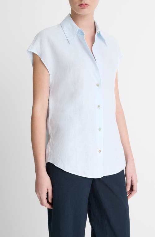 Shop Vince Dolman Sleeve Linen Shirt In Sky Mist