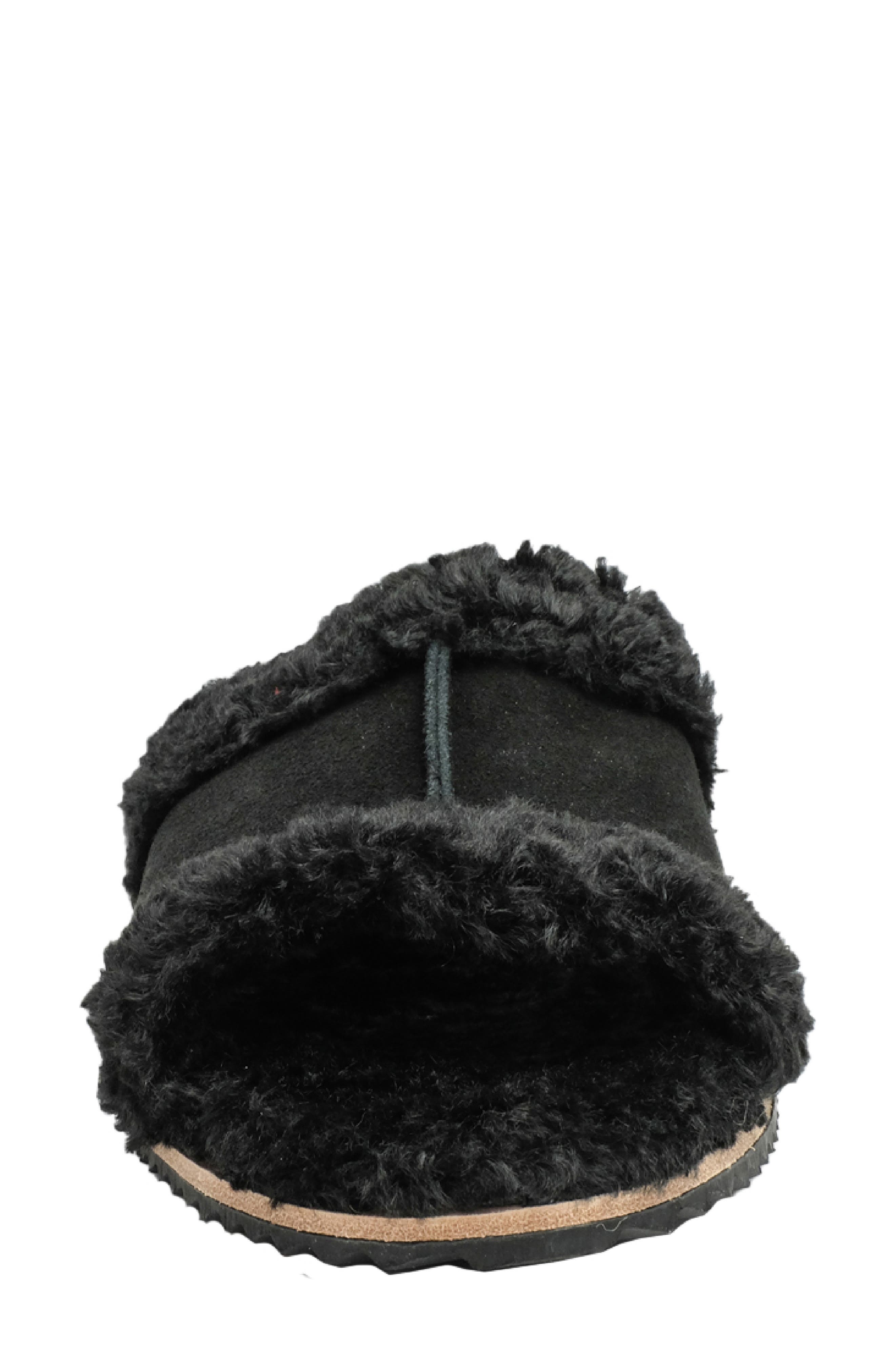Clara Orthotic Faux Fur Lined Slide Slipper, Alternate, color, JET BLACK
