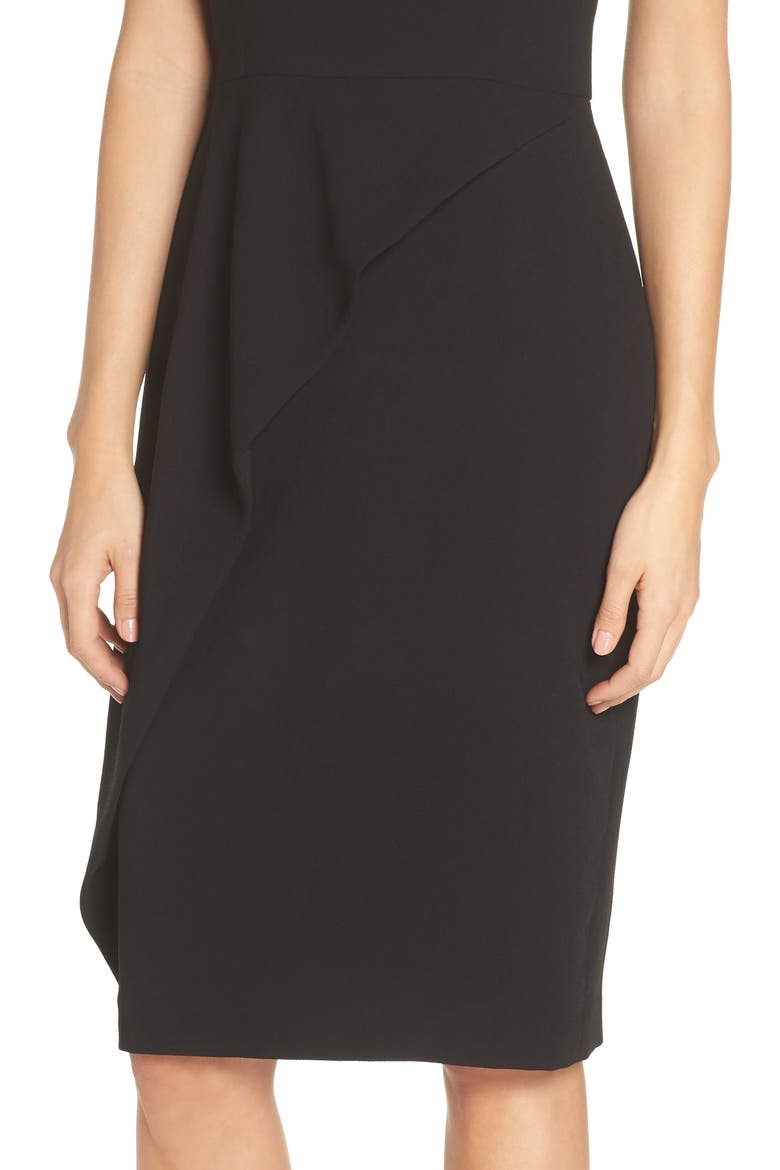 Asymmetrical Ruffle Sheath Dress, Alternate, color, BLACK
