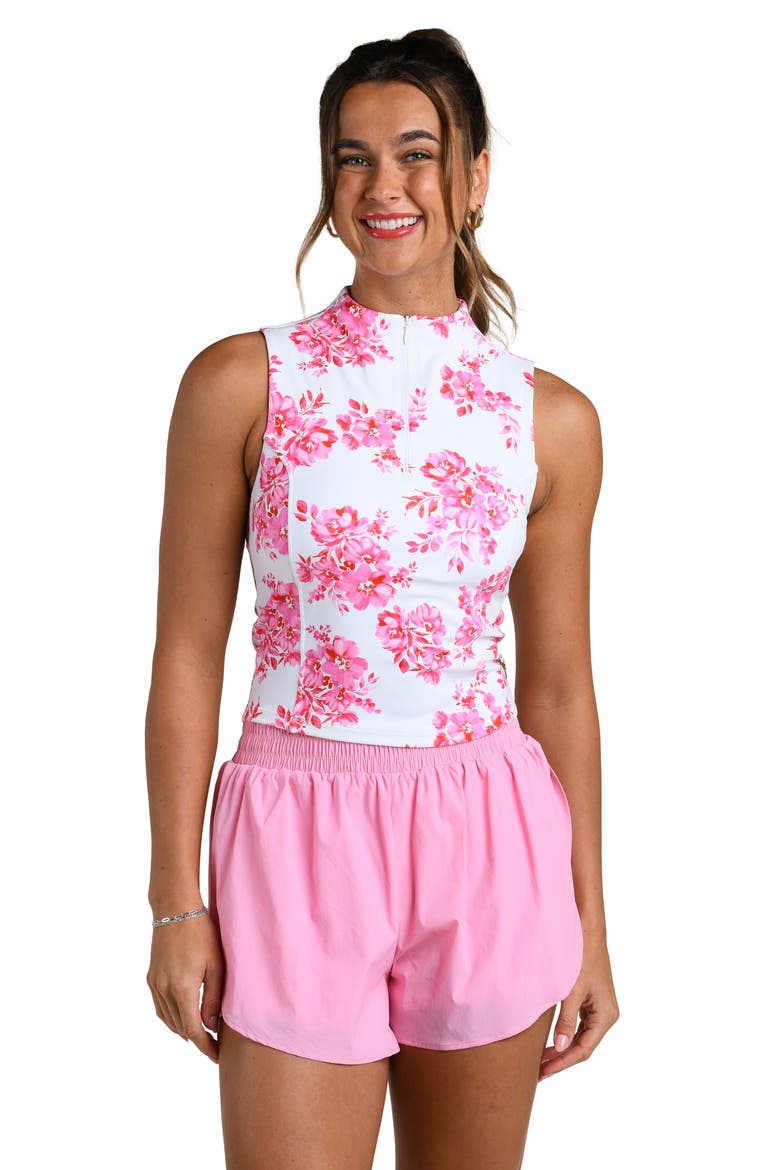 Rose Rally Sleeveless Half Zip Top, Alternate, color, WHITE