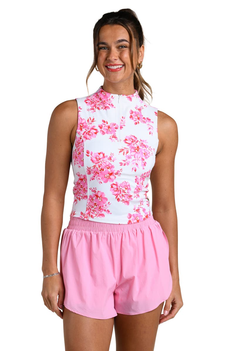 La Blanca Rose Rally Sleeveless Half Zip Top, Alternate, color, White