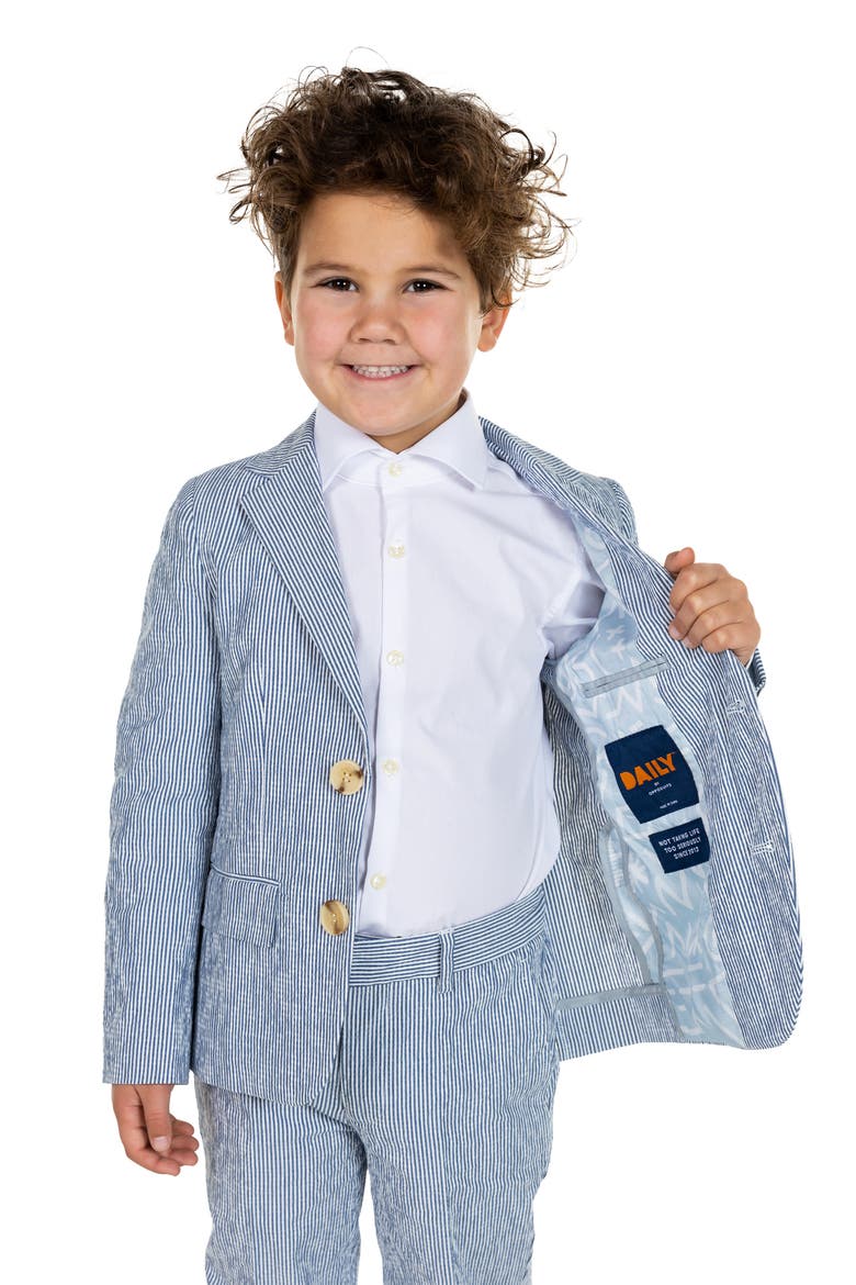 Kids' Seersucker Suit, Alternate, color, BLUE