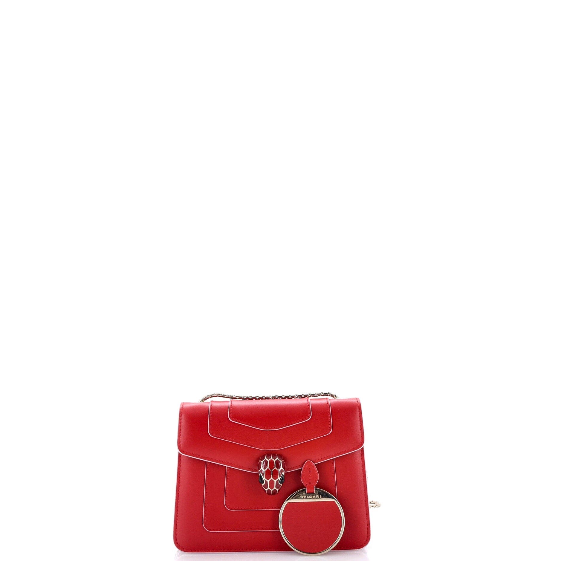 Serpenti Forever Square Shoulder Bag Leather Small, Alternate, color, Red