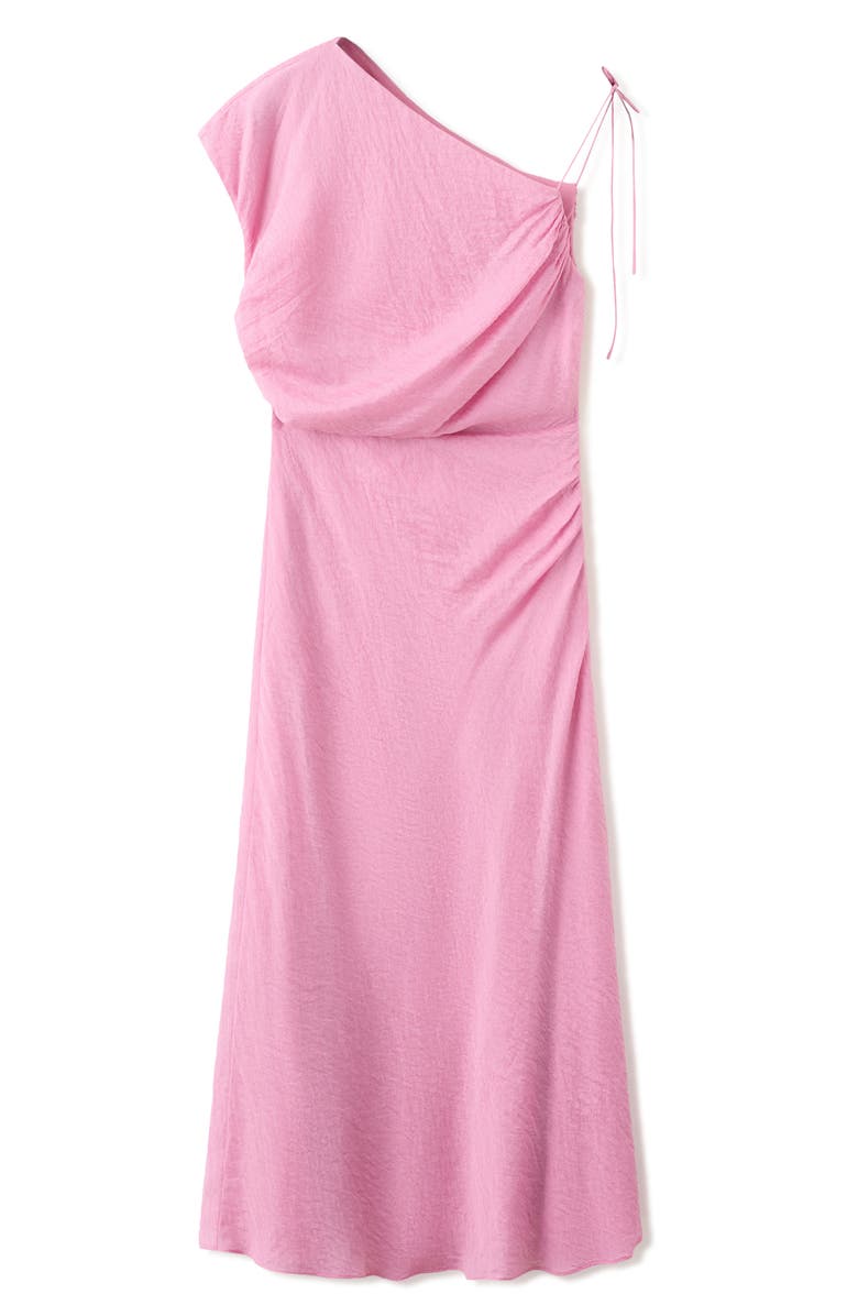 MANGO Asymmetric Ruched Maxi Dress, Alternate, color, Pink