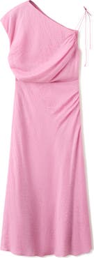 MANGO Asymmetric Ruched Maxi Dress