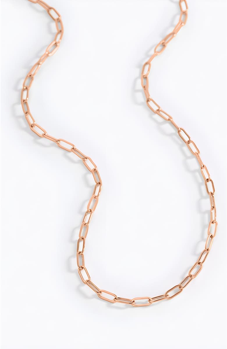 Mint & Lily Thin Paperclip Necklace, Main, color, 18K Rose Gold Plated