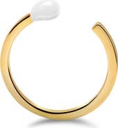 GABI RIELLE Yellow Gold Vermeil White Matchstick Bypass Ring