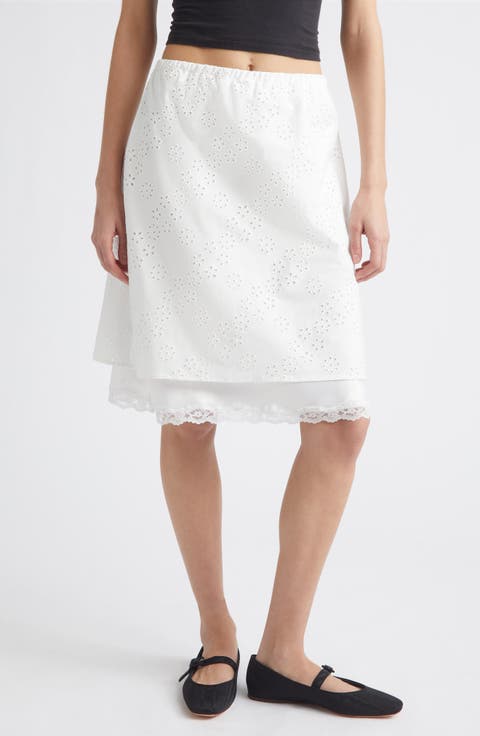 Laffy Layered Cotton Eyelet Skirt
