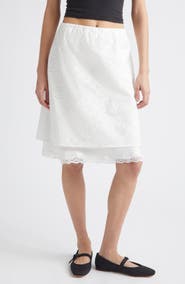 Sandy Liang Laffy Layered Cotton Eyelet Skirt