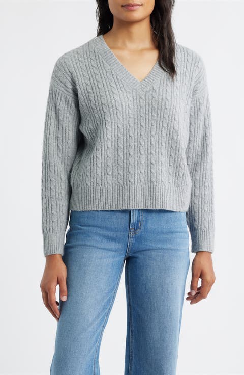 Cable V-Neck Sweater