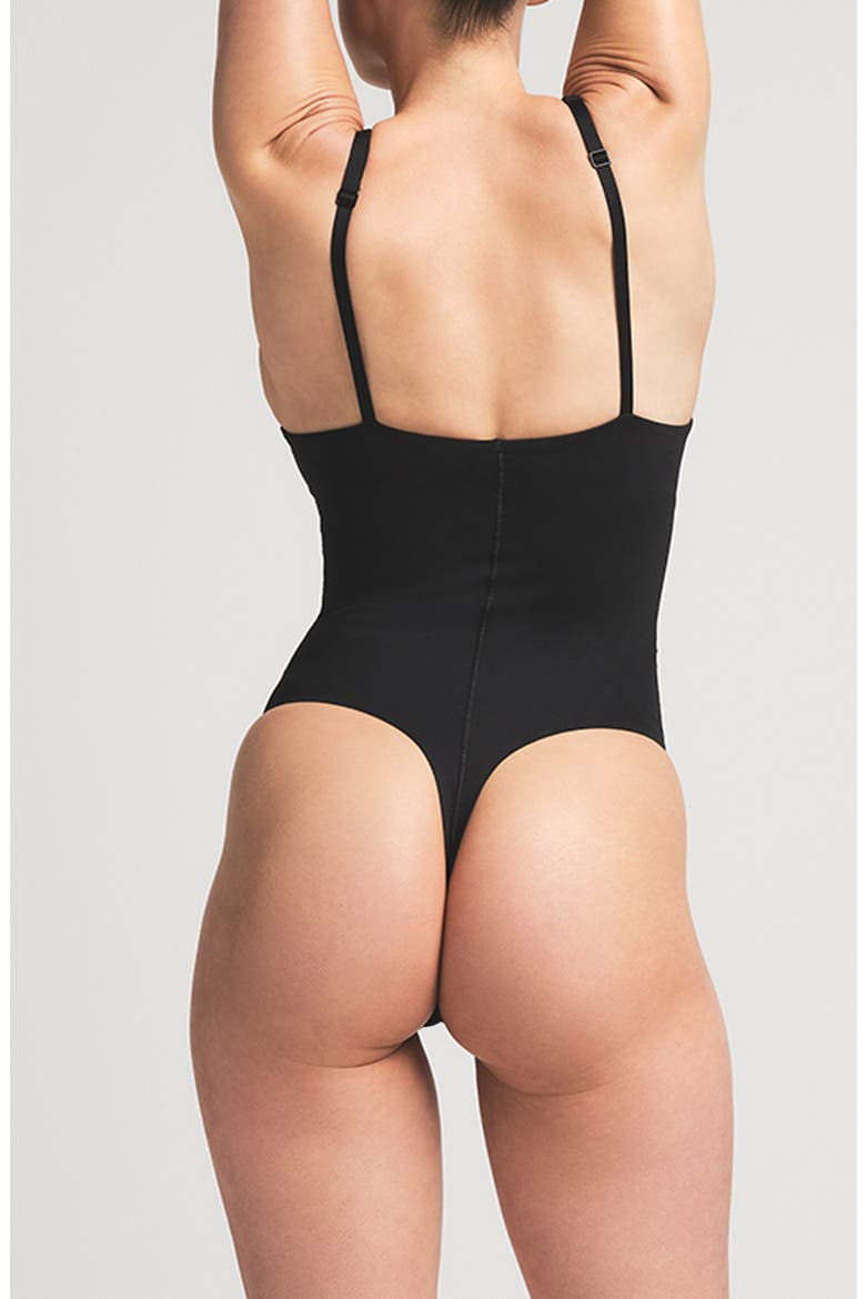 Ultimate Body Push-Up Thong Bodysuit, Alternate, color, ONYX