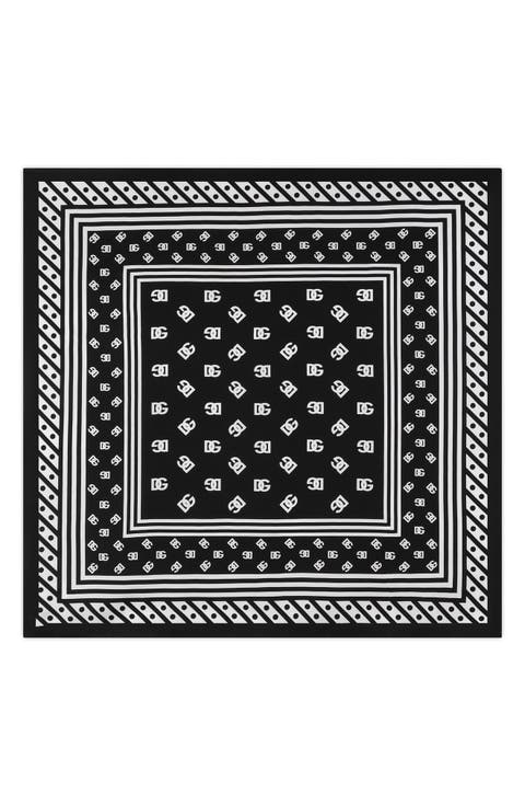 Logo Print Silk Twill Square Scarf