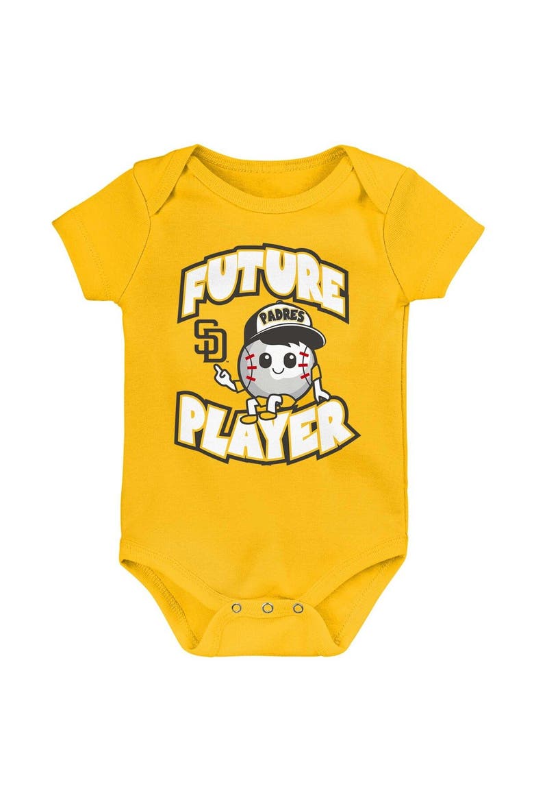 Newborn & Infant Gold/Brown/White San Diego Padres Minor League Player Three-Pack Bodysuit Set, Alternate, color, Gold