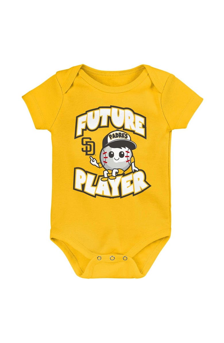 Outerstuff Newborn & Infant Gold/Brown/White San Diego Padres Minor League Player Three-Pack Bodysuit Set, Alternate, color, Gold