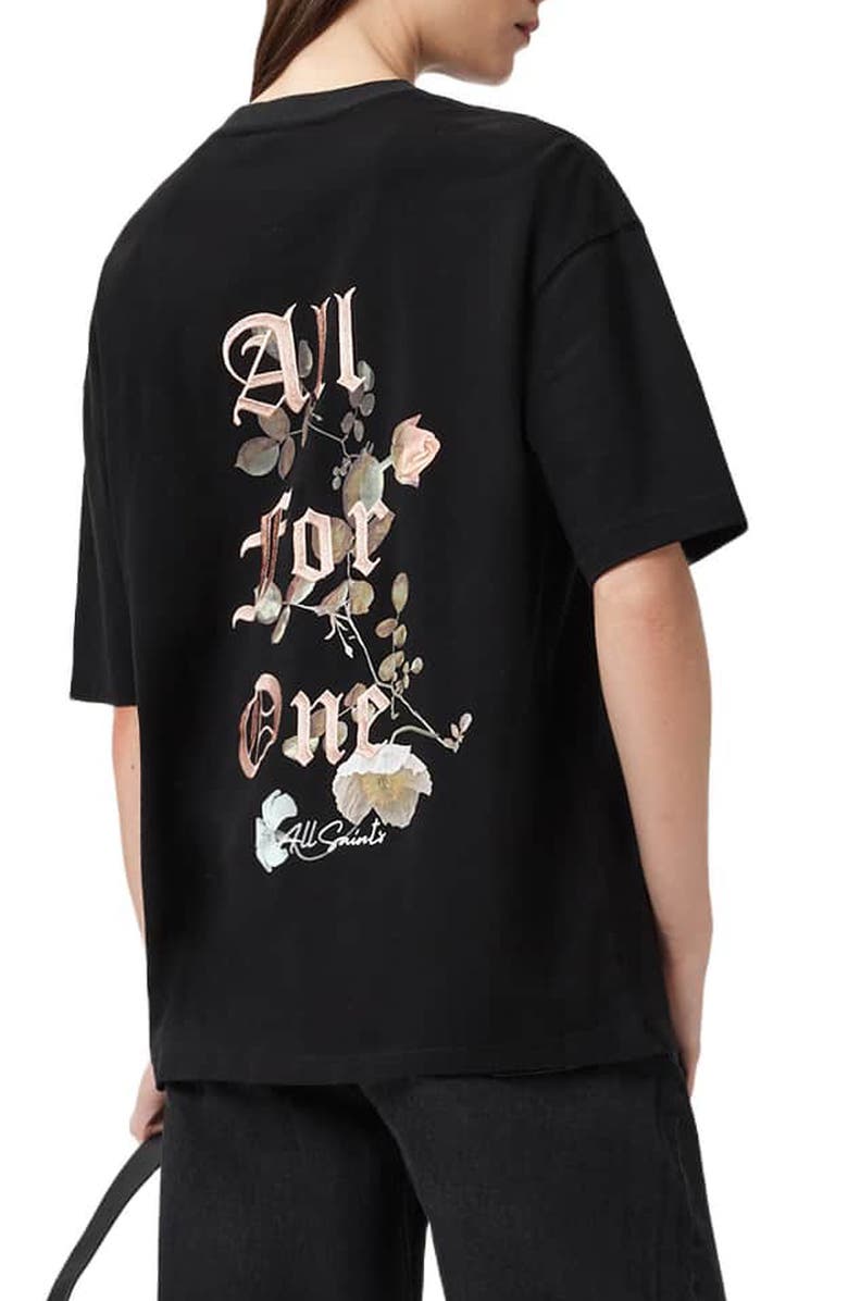 AllSaints Oneness Etta Embroidered Graphic T-Shirt, Alternate, color, Black