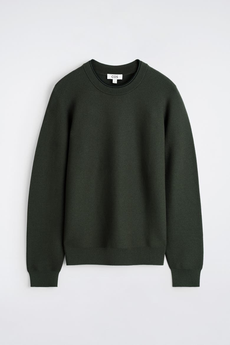 Contrast-Tipped Crew-Neck Sweater, Alternate, color, GREEN / BLACK