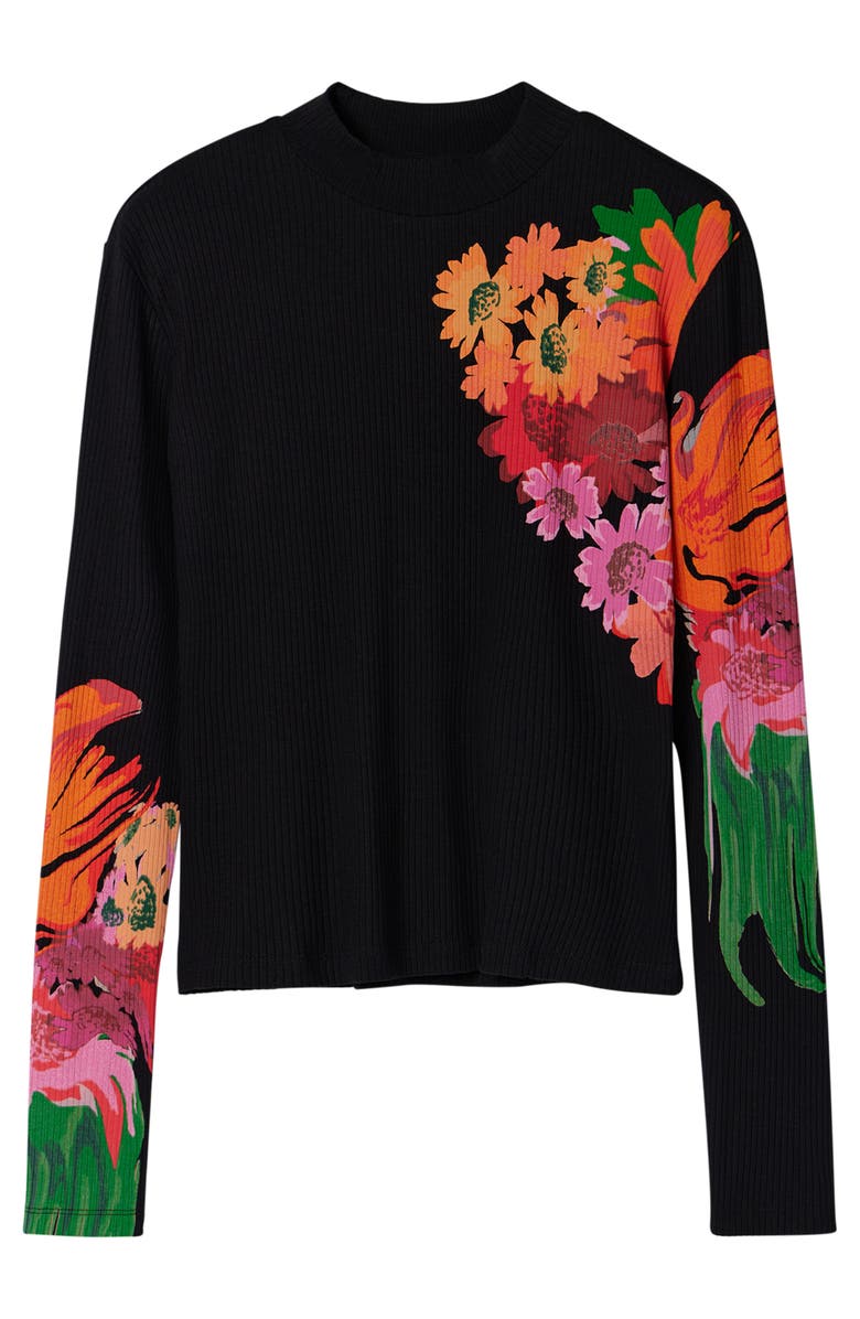 Desigual Ribbed Floral Top, Alternate, color, 