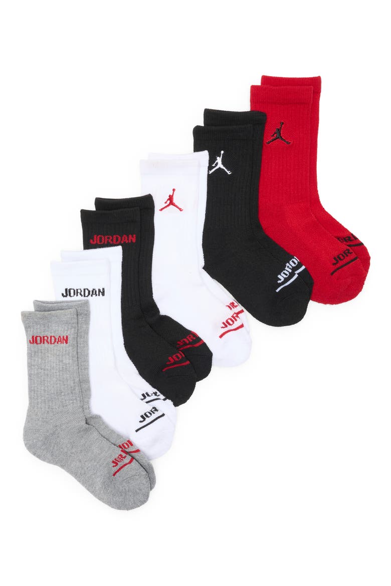 Kids' 6-Pack Jordan Legend Assorted Crew Socks, Main, color, RK2GYM RED