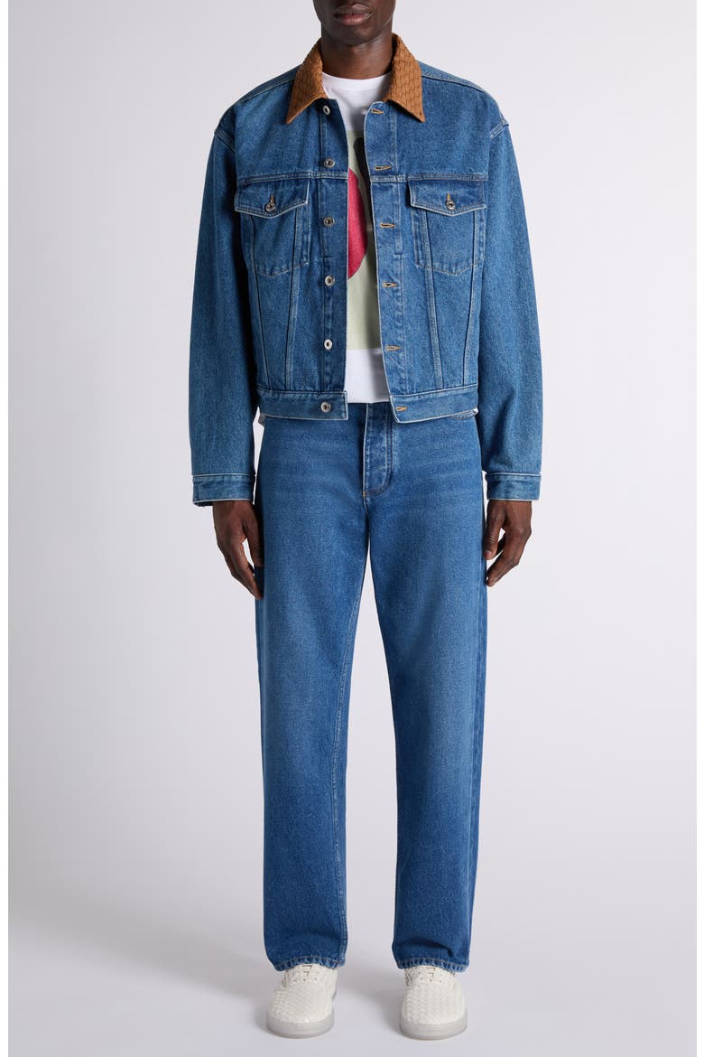Intrecciato Collar Denim Jacket, Alternate, color, 4300 MID BLUE