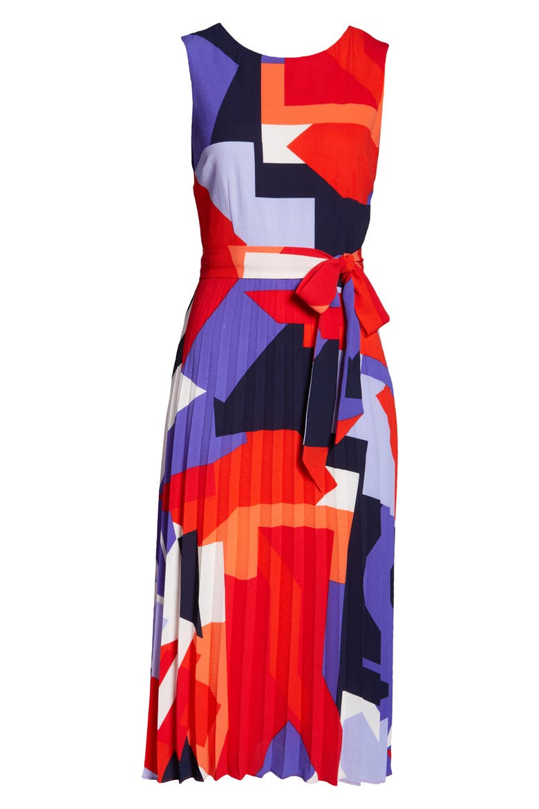 Sleeveless Fit & Flare Midi Dress, Alternate, color, RED MULTI