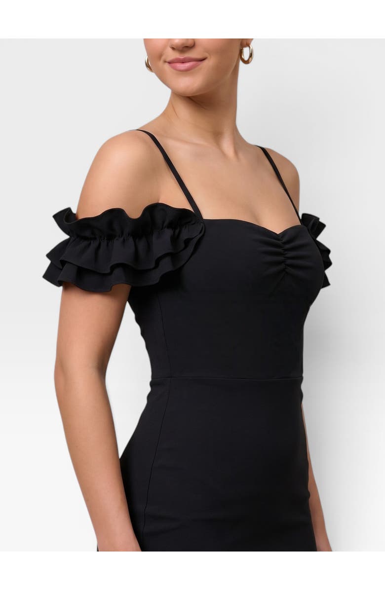RACHEL Rachel Roy Parcella Ruffle Sleeve Midi Dress, Alternate, color, Black