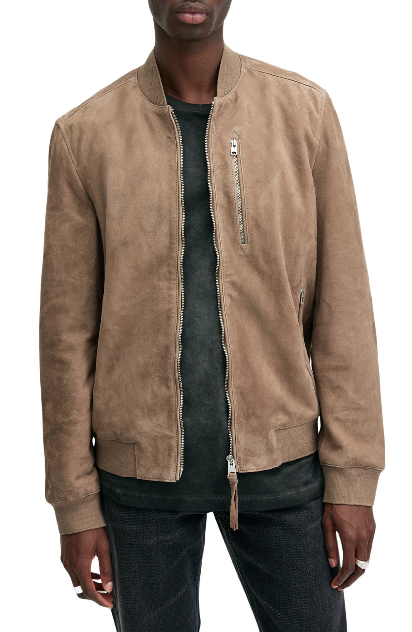 AllSaints Kemble Suede Bomber Jacket