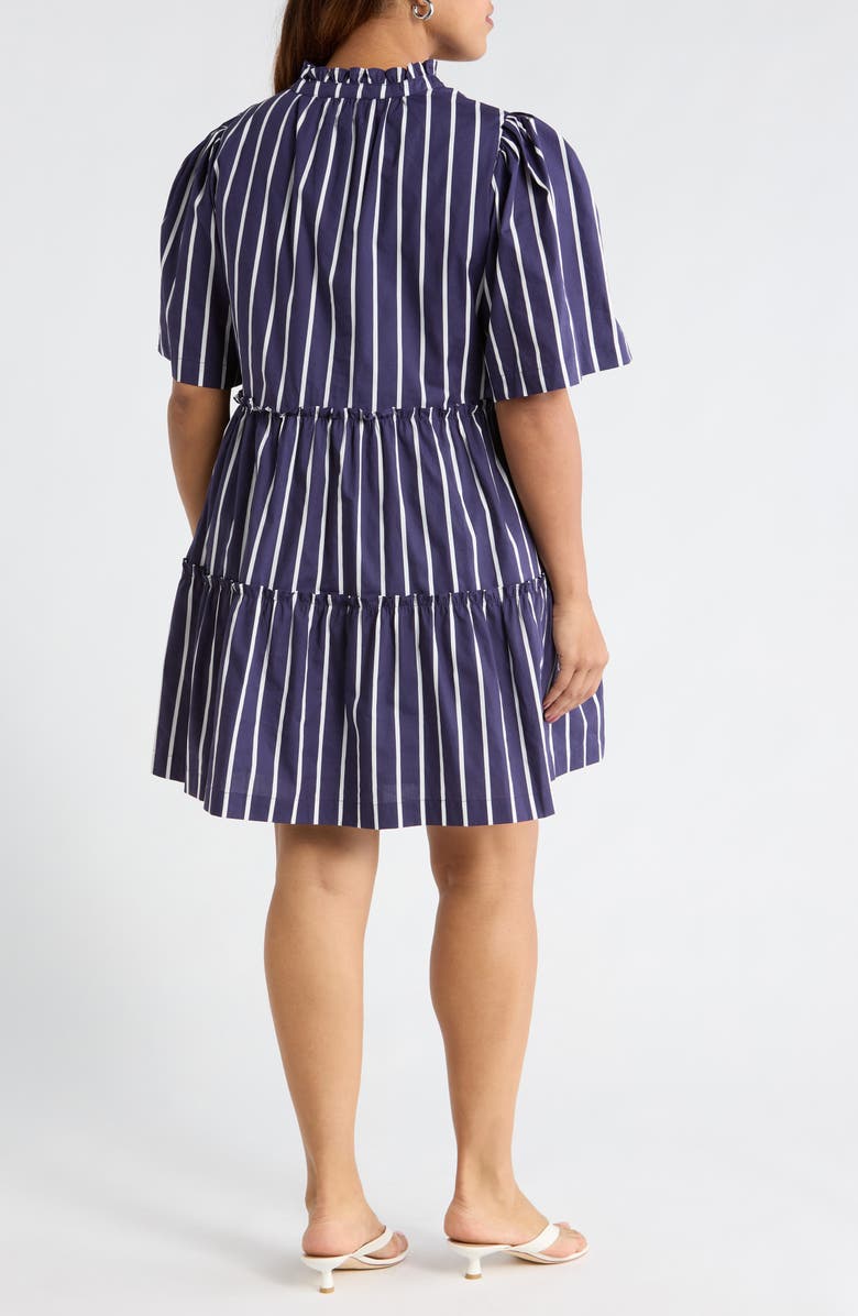 SUGARLIPS Stripe Split Neck Trapeze Dress, Alternate, color, Navy-Wht-Stripe