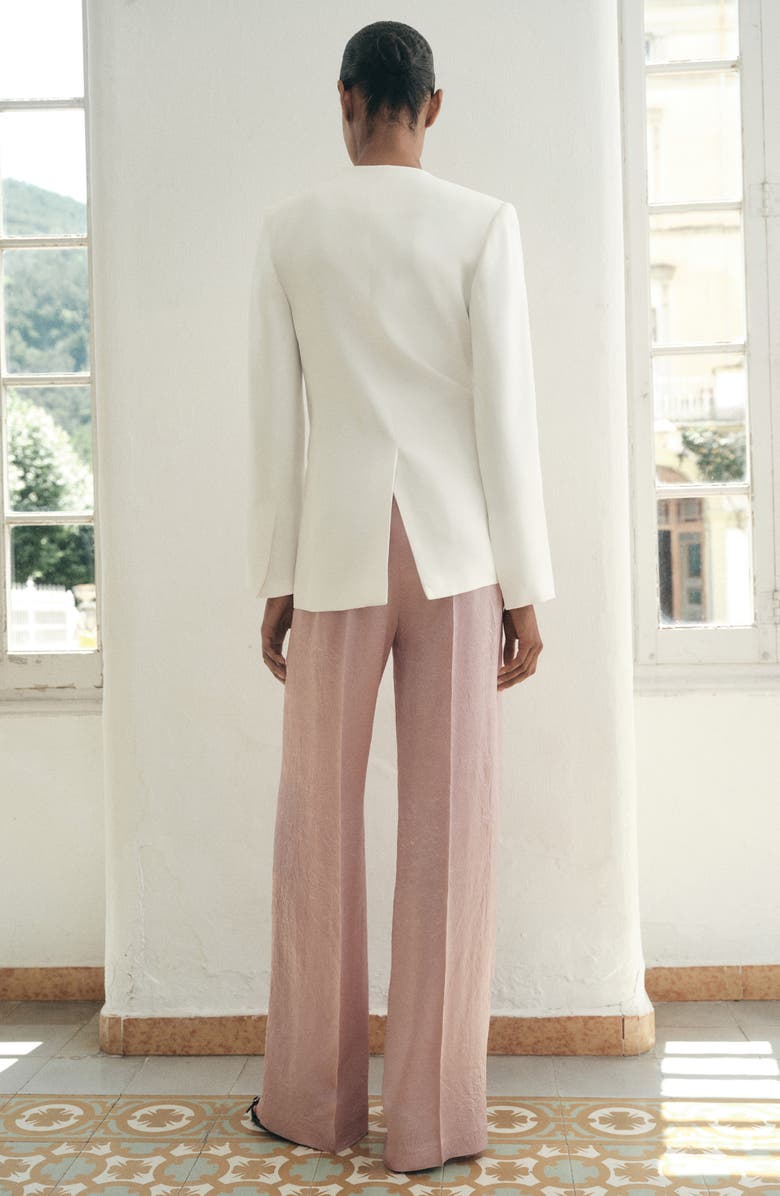 MANGO Crinkle Satin Wide Leg Pants, Alternate, color, Pastel Pink