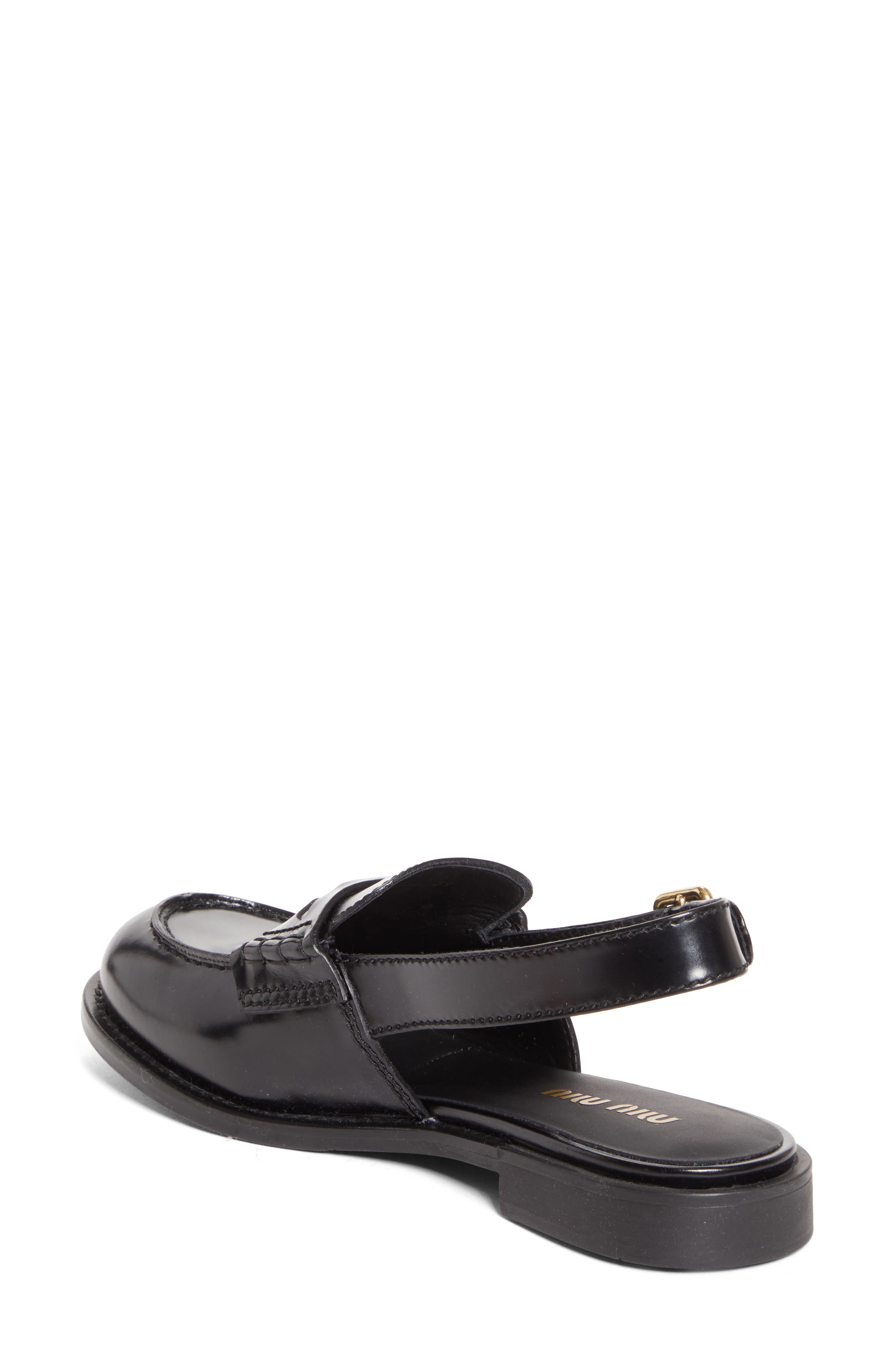 Miu Miu Slingback Penny Loafer, Alternate, color, Nero