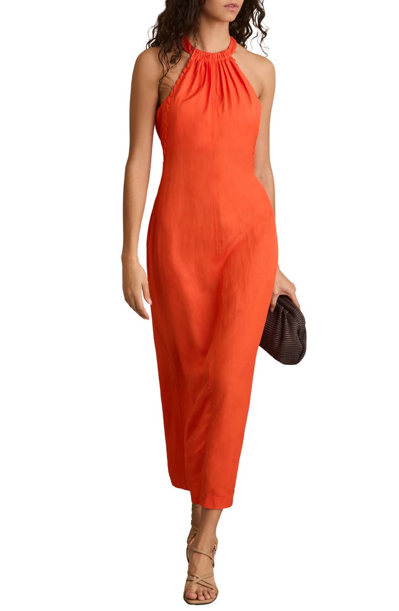 Reiss Erika Whipstitch Halter Dress, Alternate, color, Red