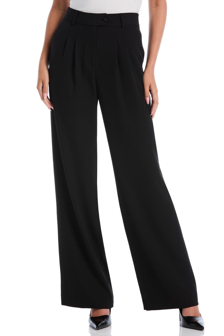 Extended Tab Pleated Pants, Main, color, BLACK