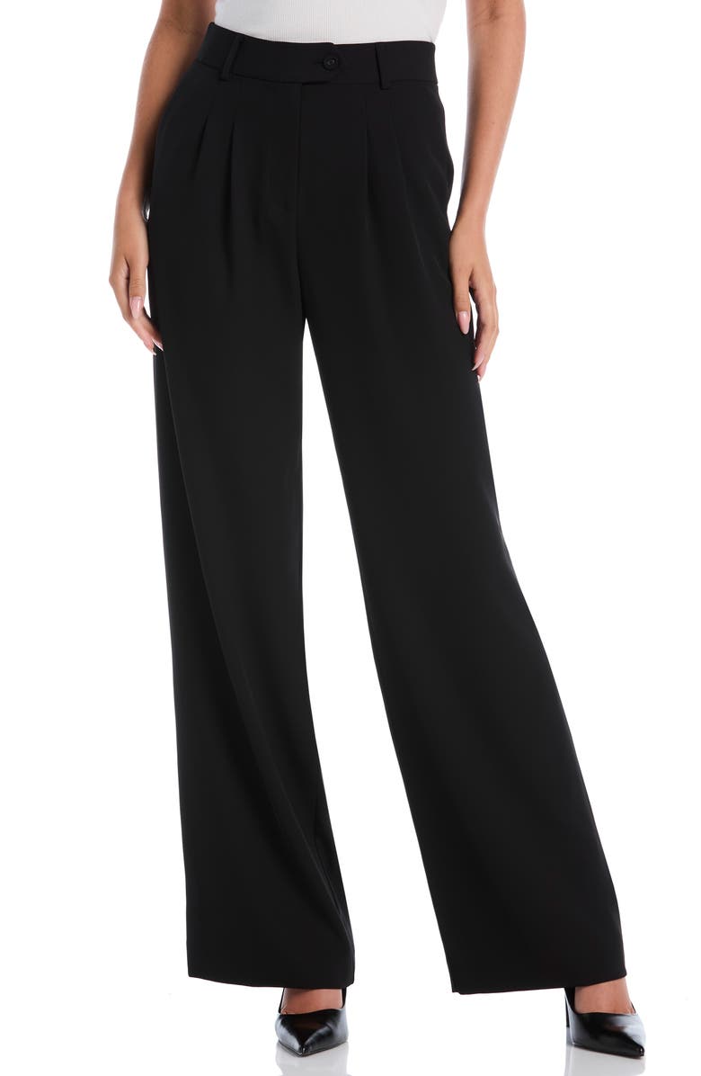 Laundry by Shelli Segal Extended Tab Pleated Pants, Main, color, Black