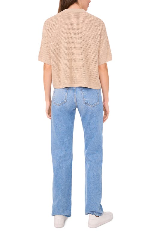 Halogenr Halogen(r) Open Stitch Button-up Polo Sweater