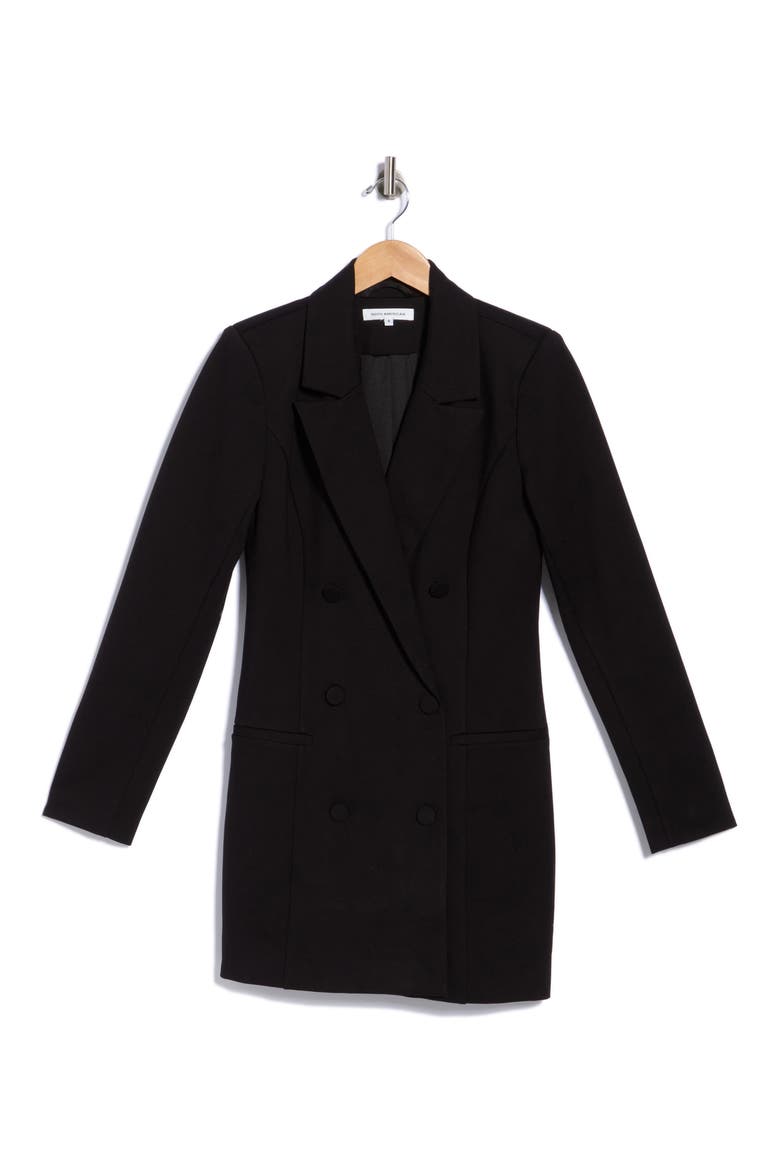 Ponte Double Breasted Blazer Minidress, Main, color, BLACK001