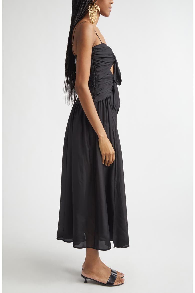 Aster Scarf Silk Midi Dress, Alternate, color, BLACK