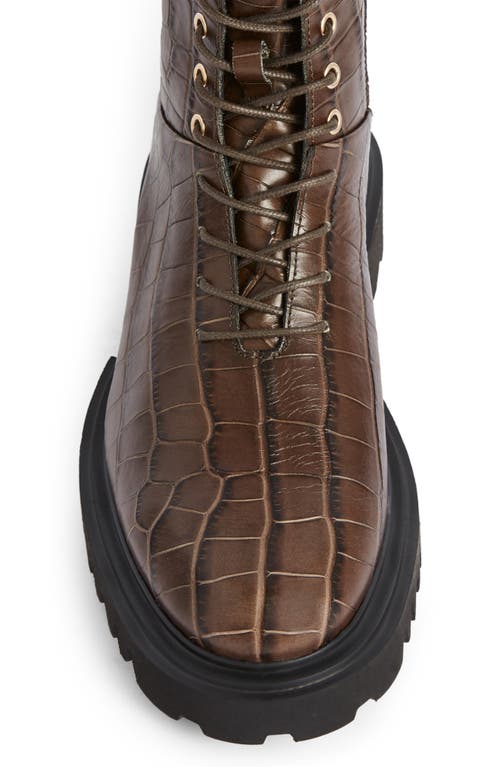 Allsaints Maren Croc-embossed Boot In Brown