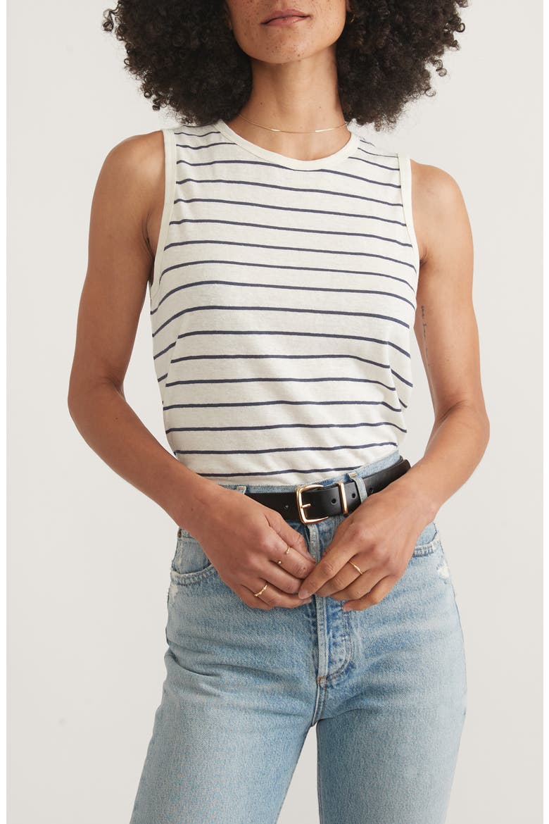 Stripe Hemp & Cotton Tank, Main, color, BLACK/WHITE STRIPE