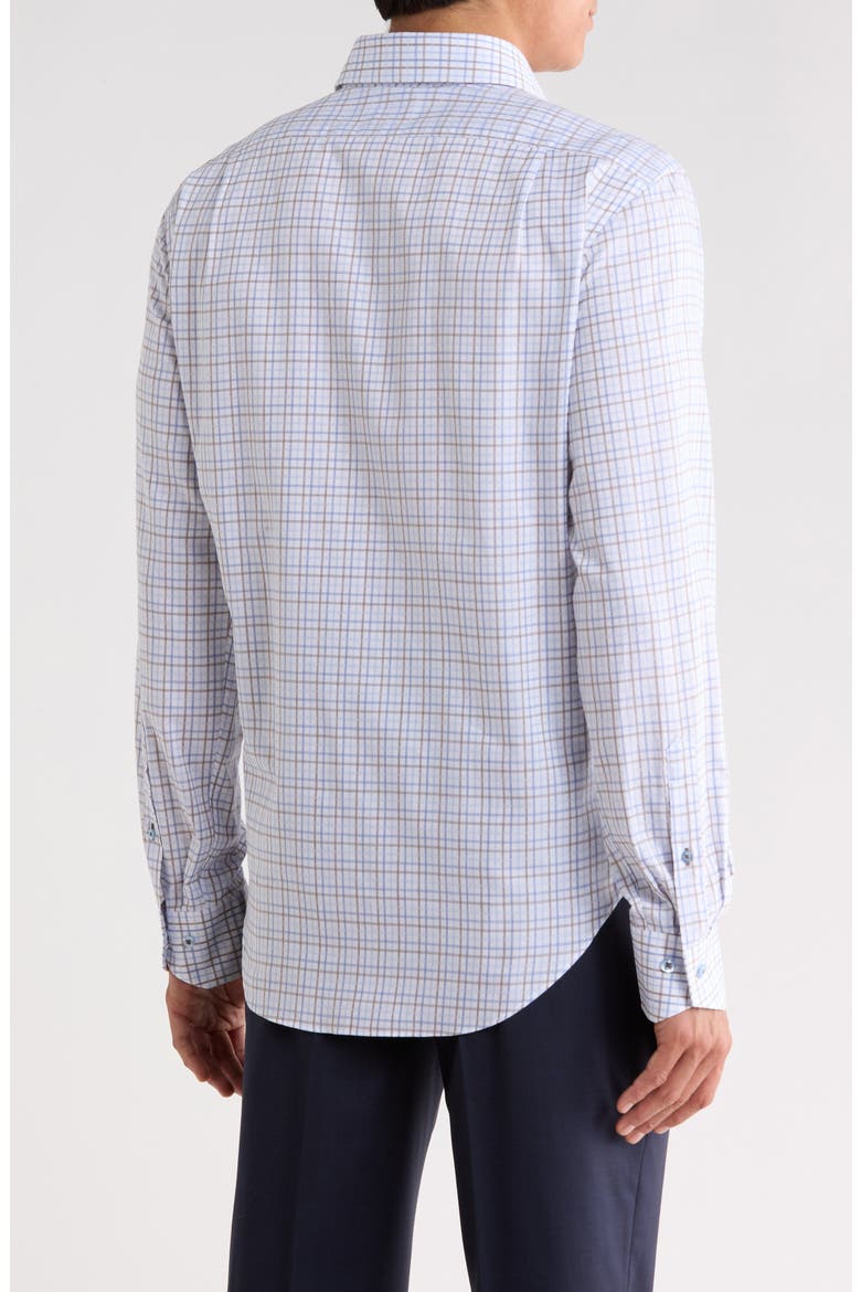 Trim Fit Textured Check Cotton Dress Shirt, Alternate, color, WHITE/ BLUE