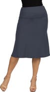 24seven Comfort Apparel A-LINE Elastic Waist Knee Length Skirt