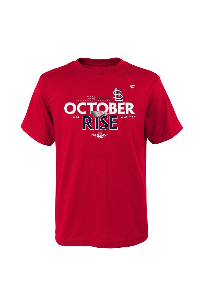 Youth Fanatics Branded Red St. Louis Cardinals 2022 Postseason Locker Room T-Shirt, Alternate, color, Red