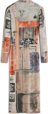 Desigual Mix Print Long Sleeve Midi Dress