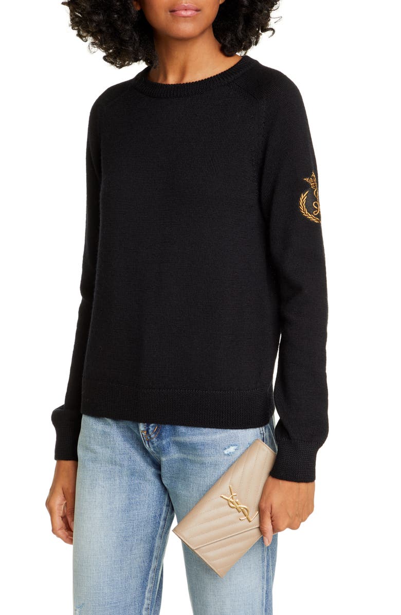 Saint Laurent Monogramme Logo Leather Flap Wallet, Alternate, color,