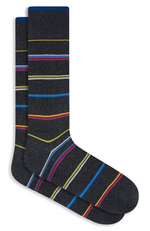 Stripe Mercerized Cotton Blend Dress Socks