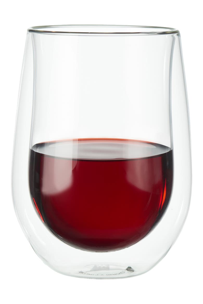 Sorrento 2-Piece Double Wall Red Wine Glass Set, Alternate, color, CLEAR
